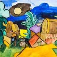 540414  Mond im Dorf * Moon in the village